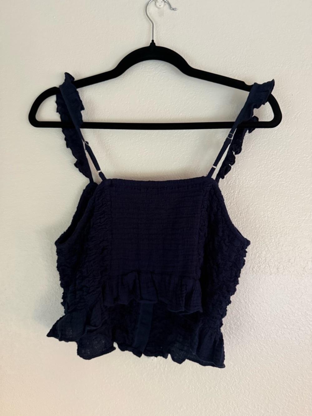 Anthropologie Celandine Size M Navy Blue Ruffled Smocked Camisole NWT - Picture 2 of 4